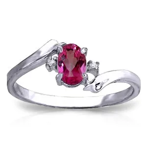 0.46 Carat 14K Solid White Gold Rings Natural Diamond Pink Topaz