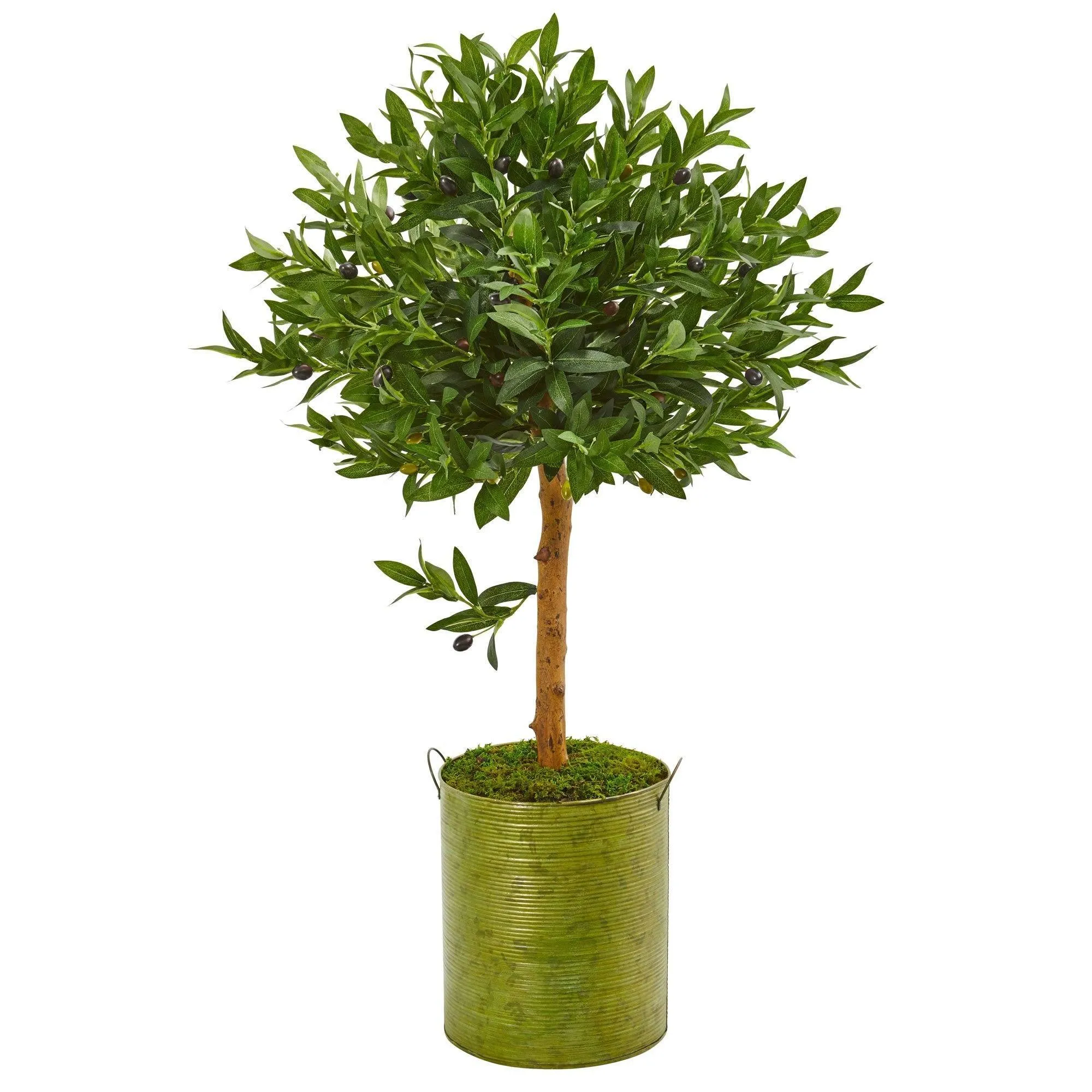 3’ Olive Topiary Artificial Tree in Green Planter (Indoor/Outdoor)