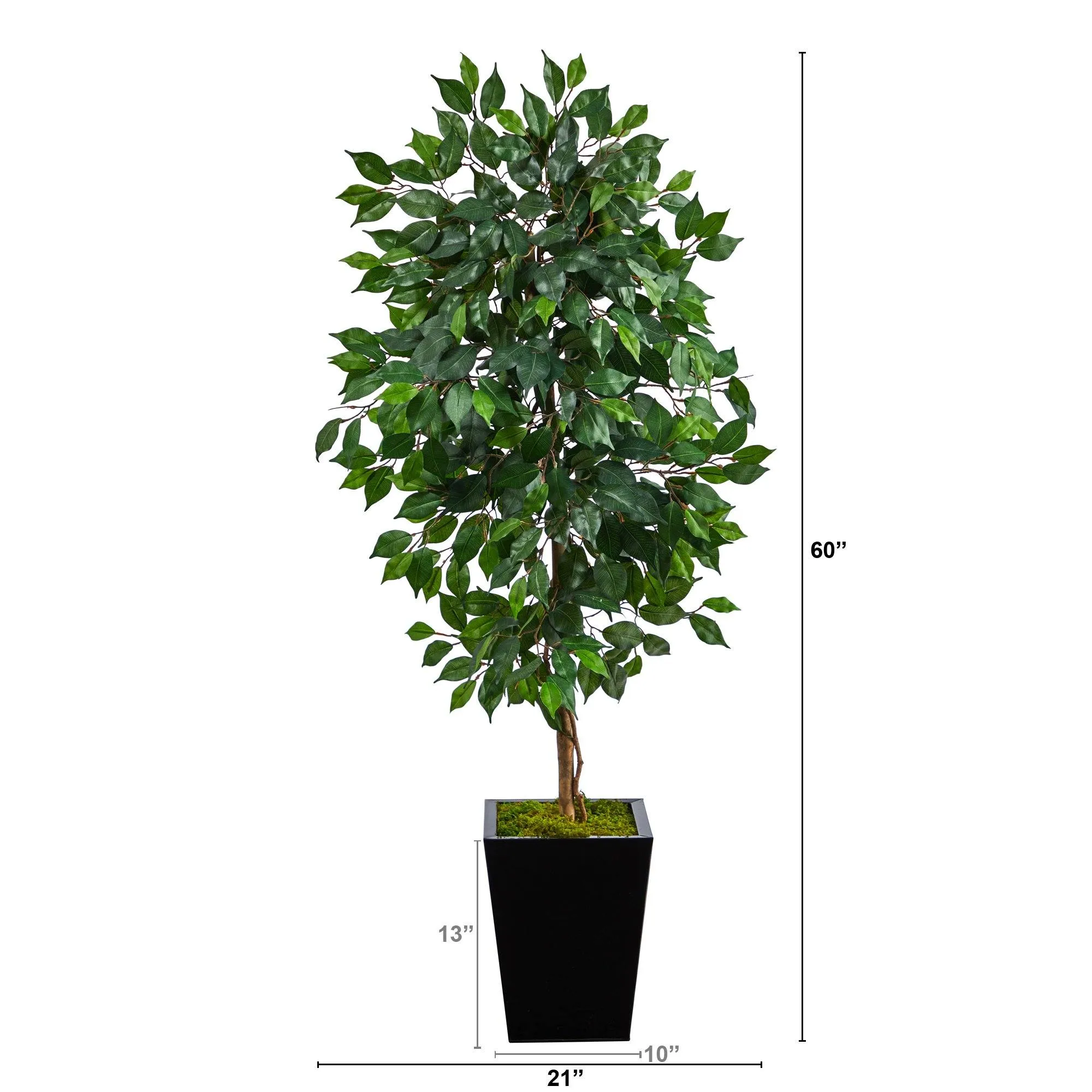 5’ Ficus Artificial Tree in Black Metal Planter