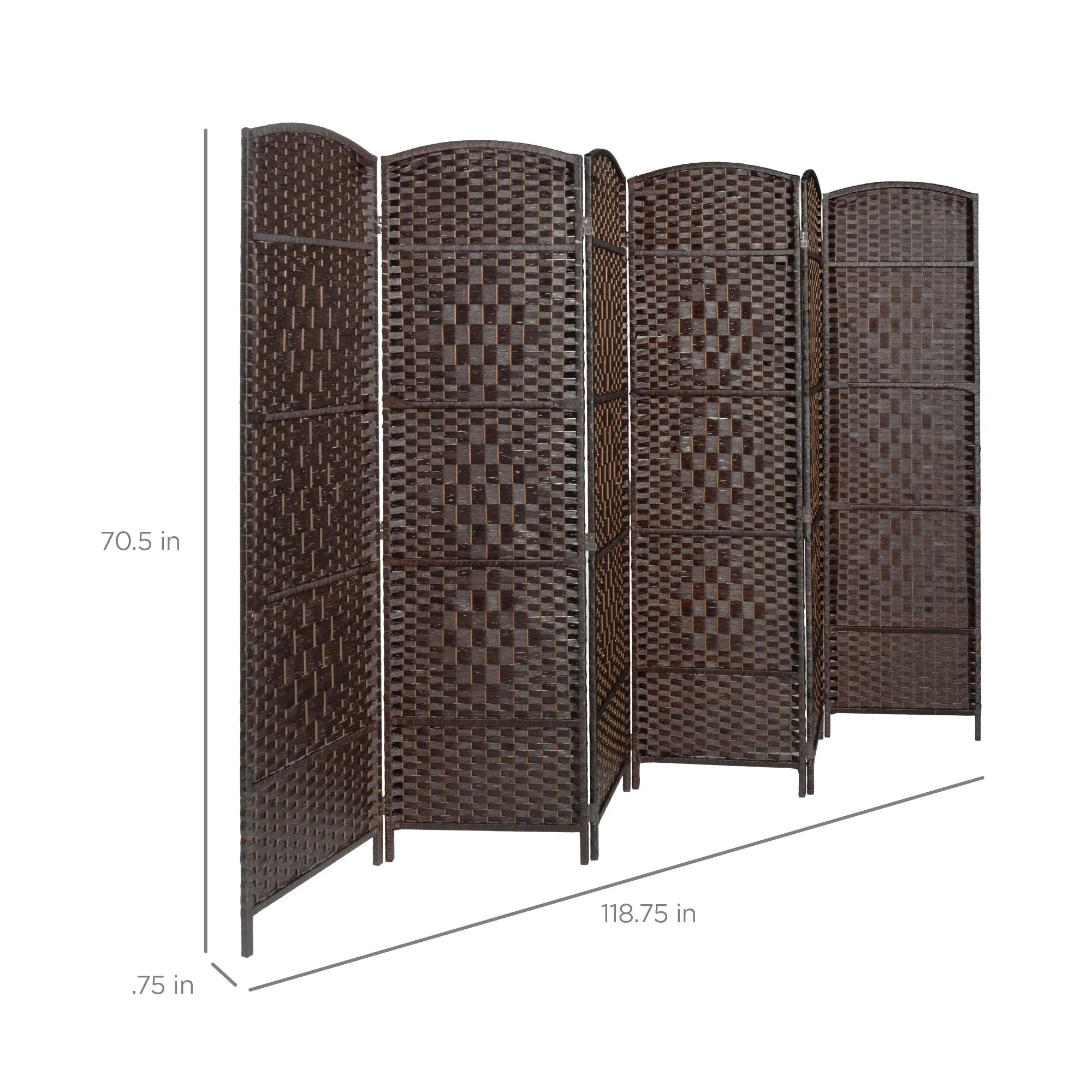 6ft Tall Room Divider, 6-Panel Diamond Weave Folding Privacy Screen