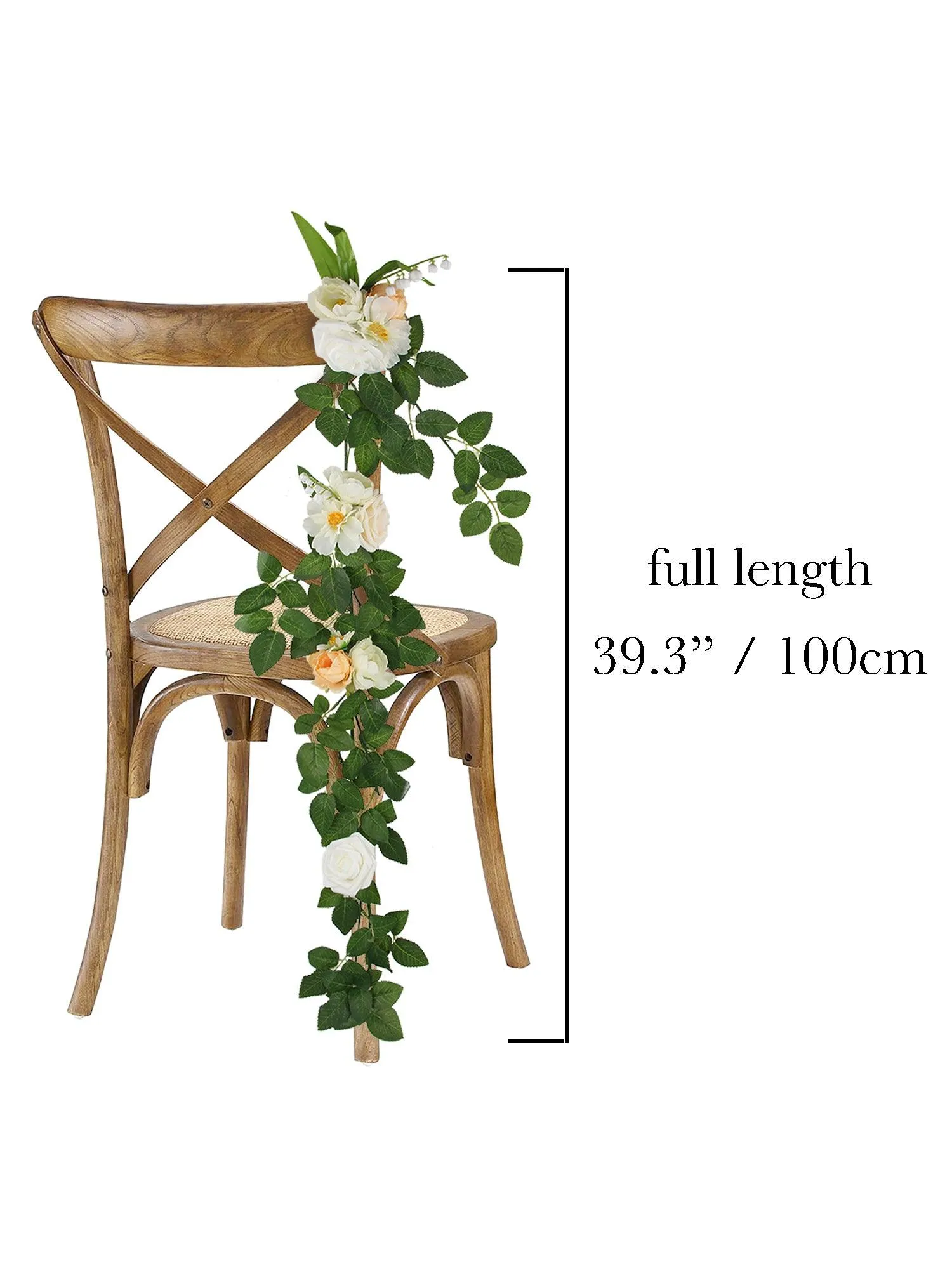 6Pcs Green & White Aisle Chair Flower Decor