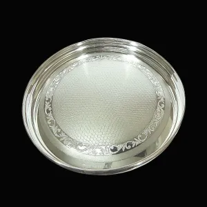 925 Sterling Silver Heera Plate for Pooja | Silver Thali for Serving - 1400 grams