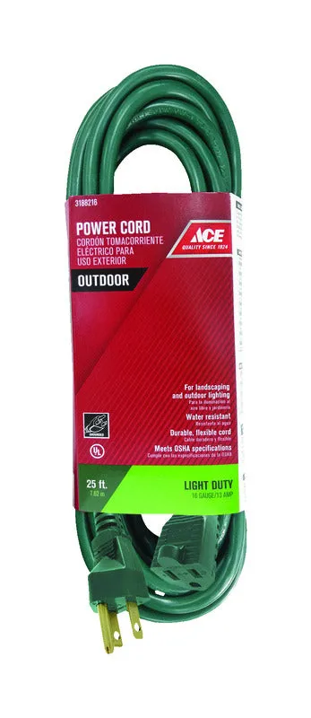 Ace Outdoor 25 ft. L Green Extension Cord 16/3 SJTW