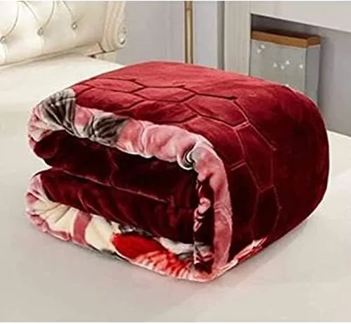 ALCITIC HOME Imported Floral Mink Blanket Embossed Design Heavy Duty Blanket.