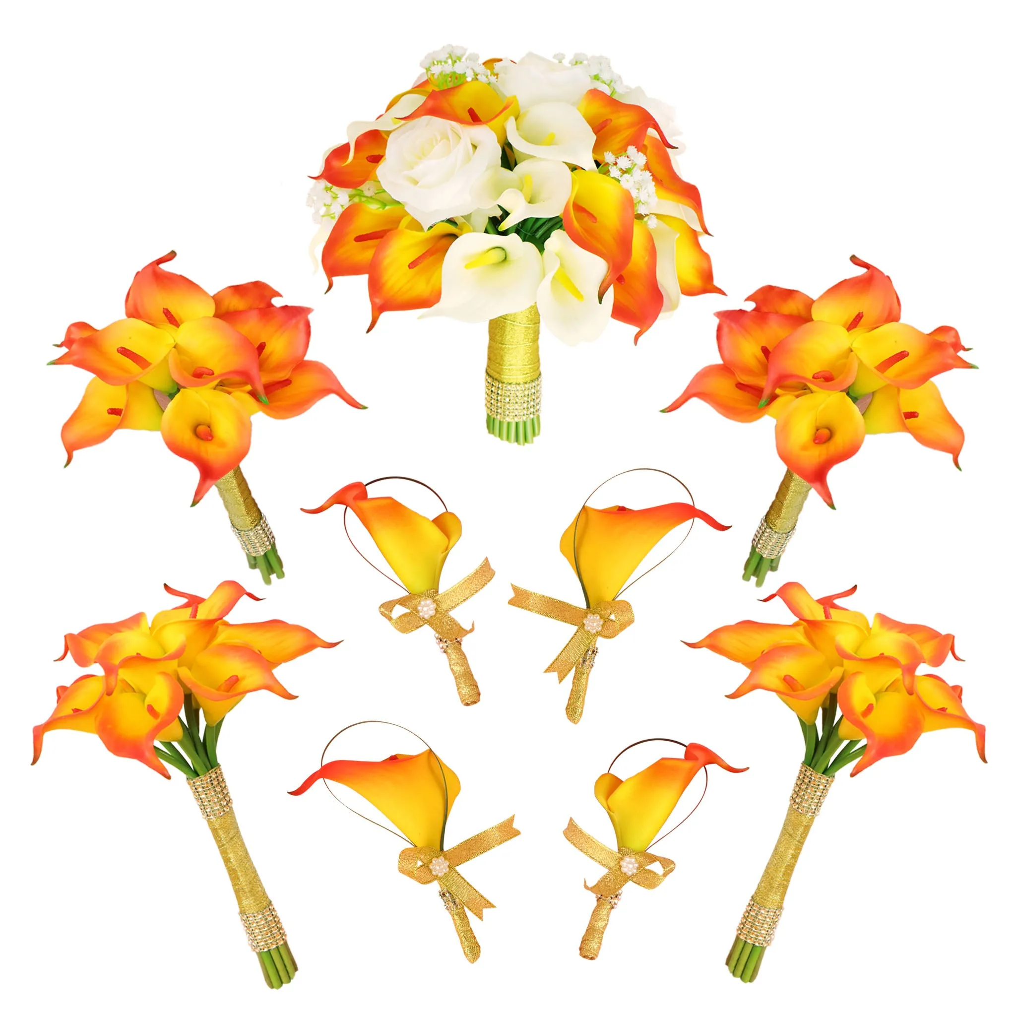 Artificial Orange Calla Lily Wedding Bouquets