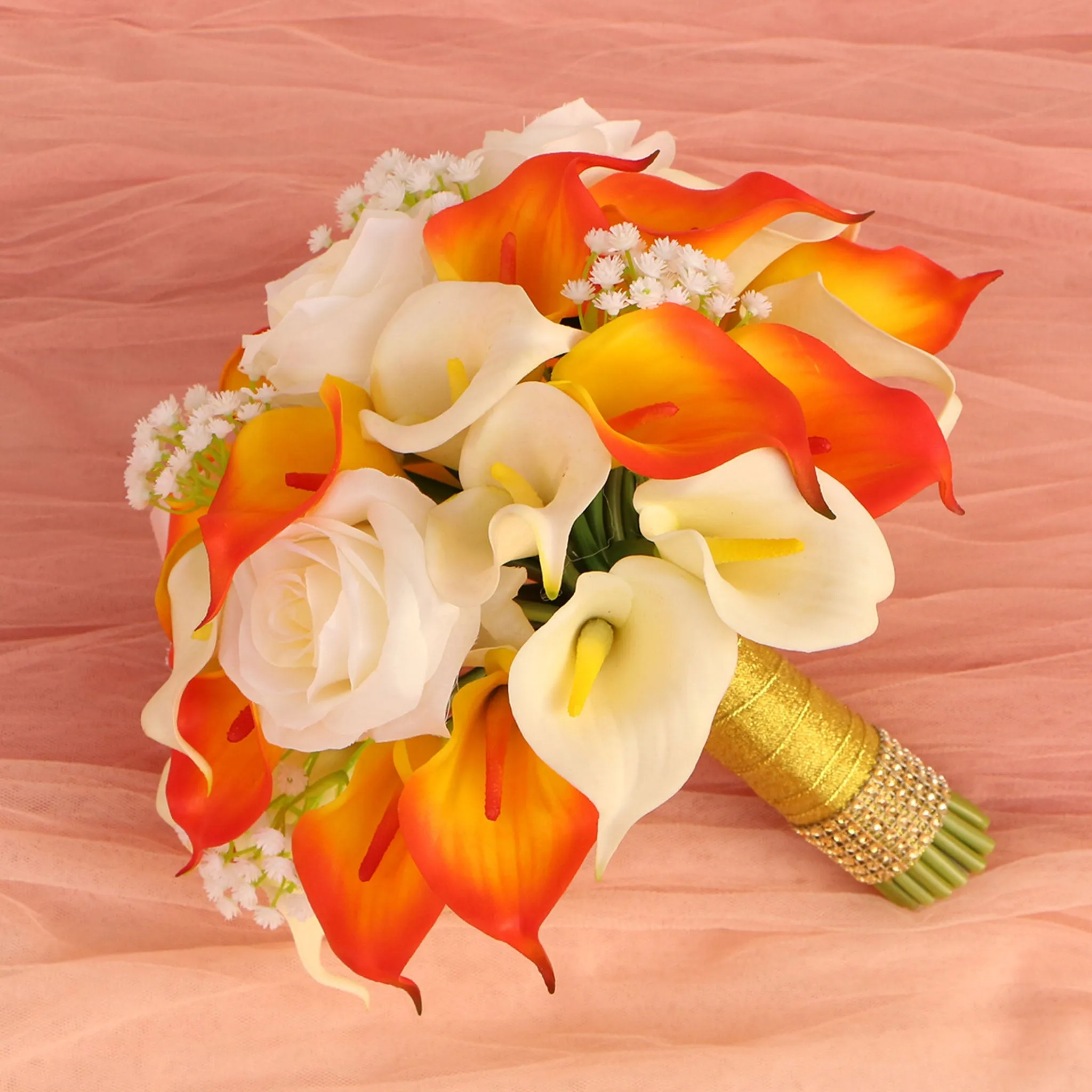 Artificial Orange Calla Lily Wedding Bouquets