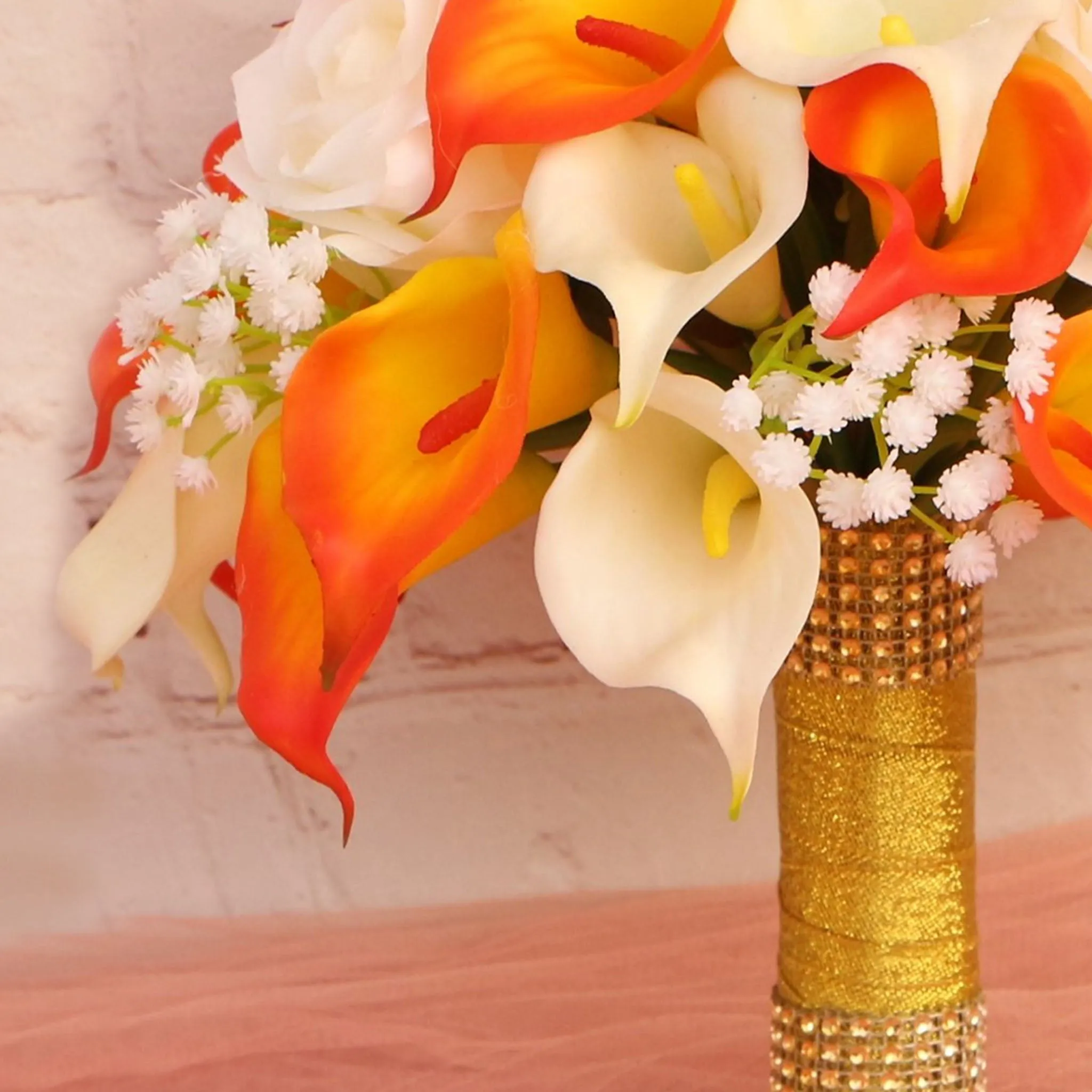 Artificial Orange Calla Lily Wedding Bouquets