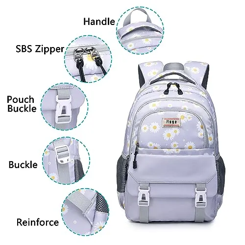 Asge Backpack for Girls Backpack Teenage School Backpack College Bookbag for Kids Casual Daypack with Lunch Box