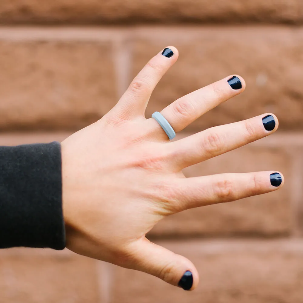 Bevel Thin Silicone Ring - Sky Blue