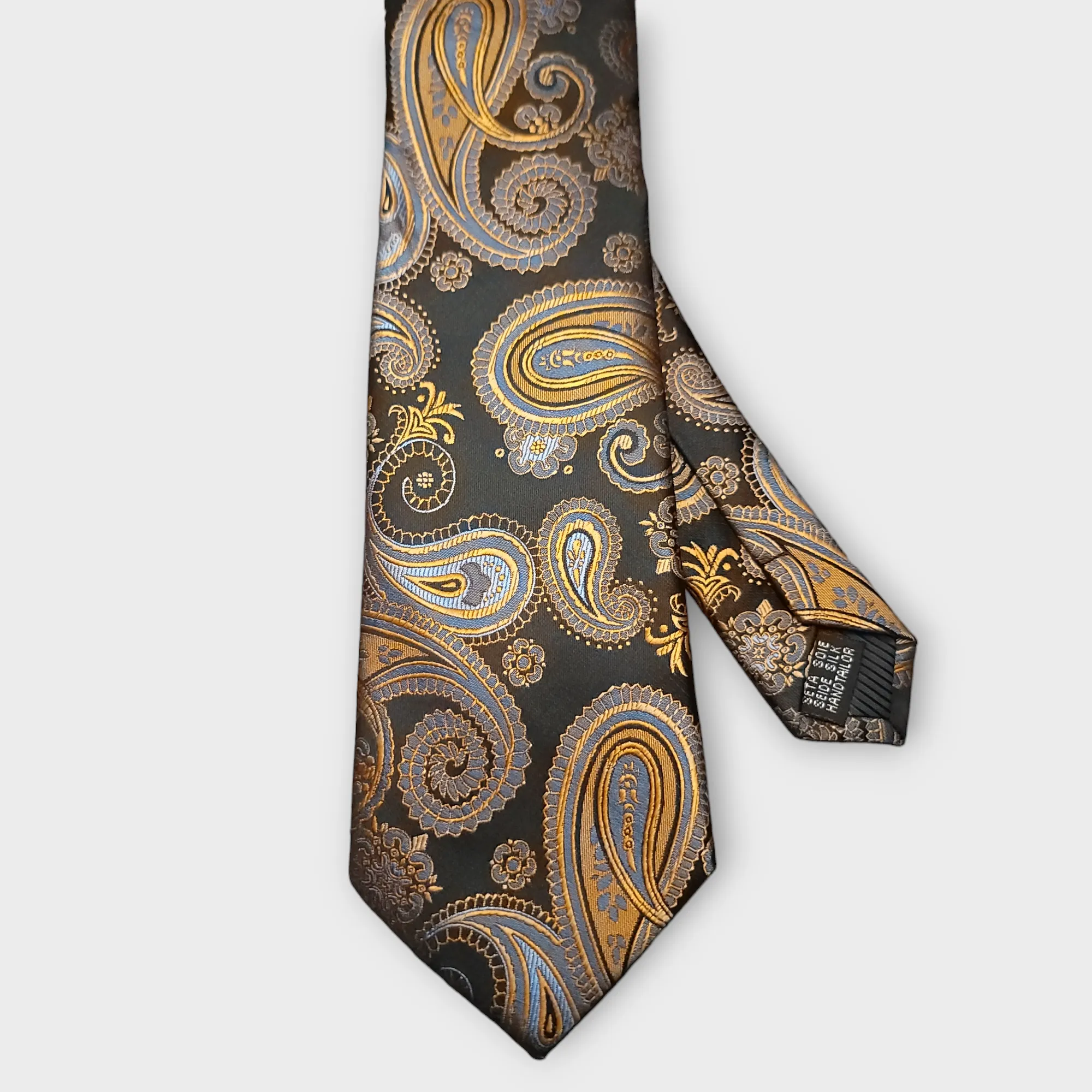 Black Burnt Orange Paisley Silk Tie