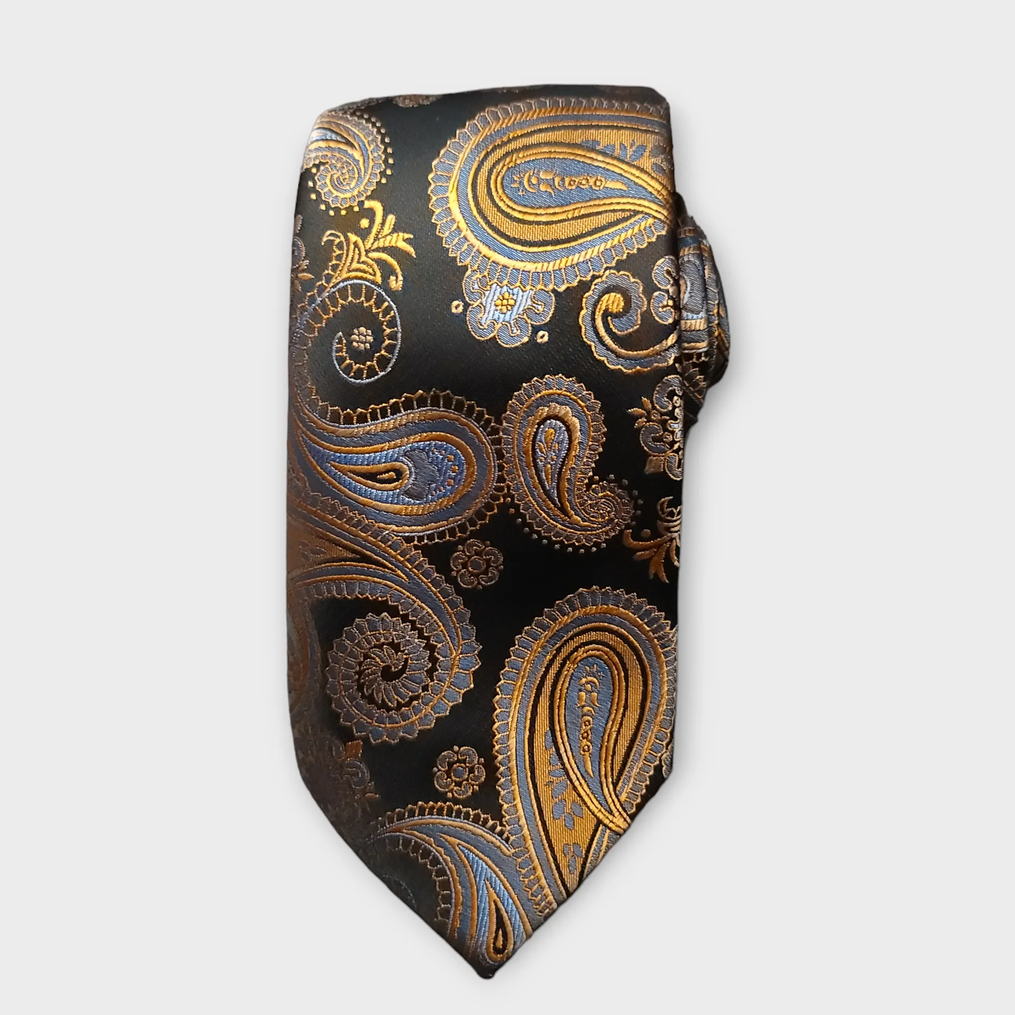 Black Burnt Orange Paisley Silk Tie