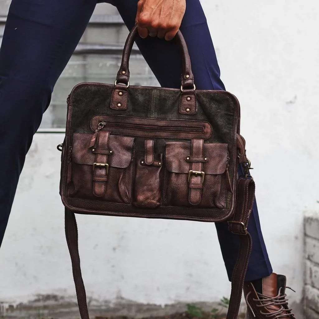 Boomsma | Men's Leather Messenger Bag | Laptop Briefcase