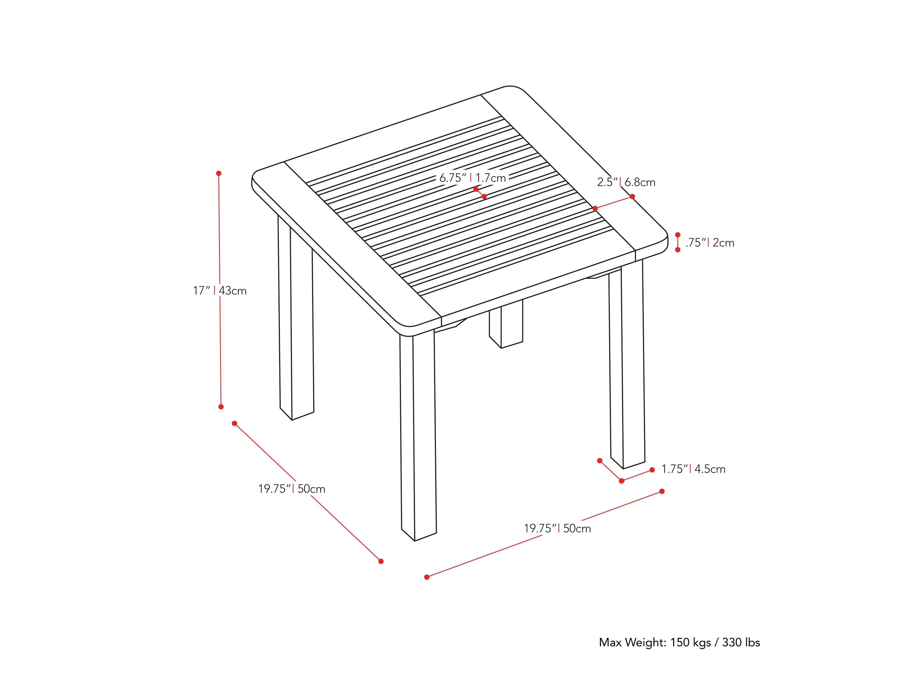 Brown Hardwood Outdoor Side Table