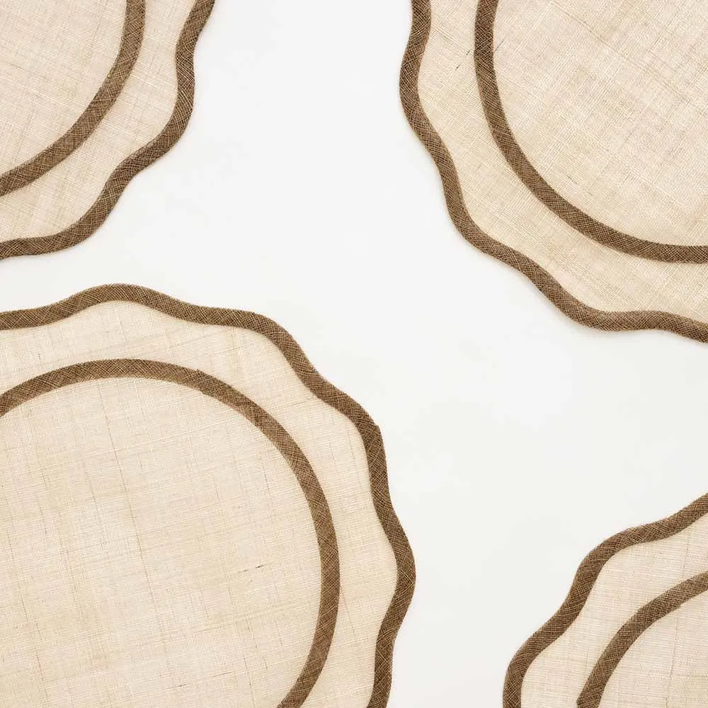 Brown Scalloped Rice Paper Placemat | Set of 4