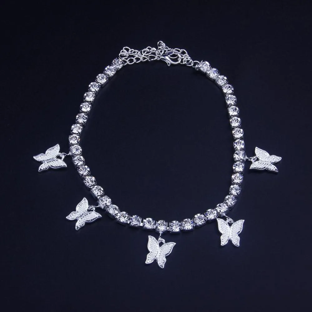 Butterfly anklet Rhinestone Tennis Foot Chain