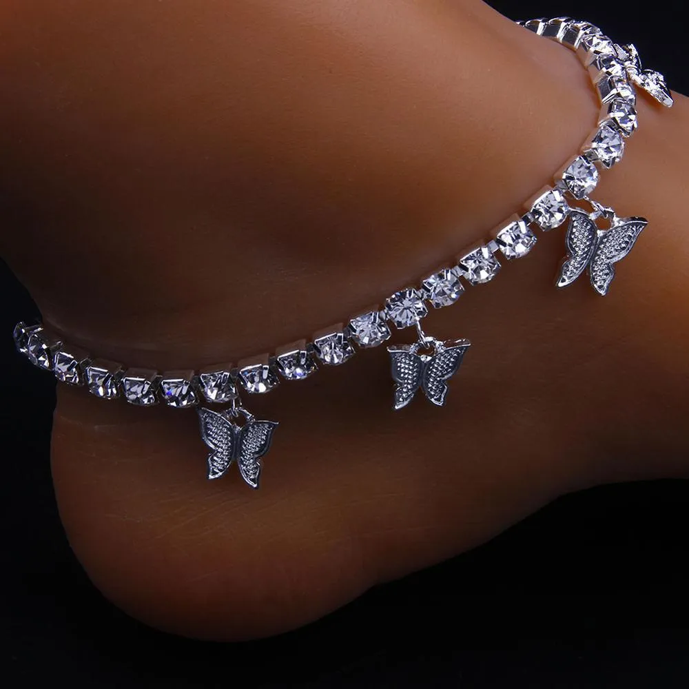 Butterfly anklet Rhinestone Tennis Foot Chain