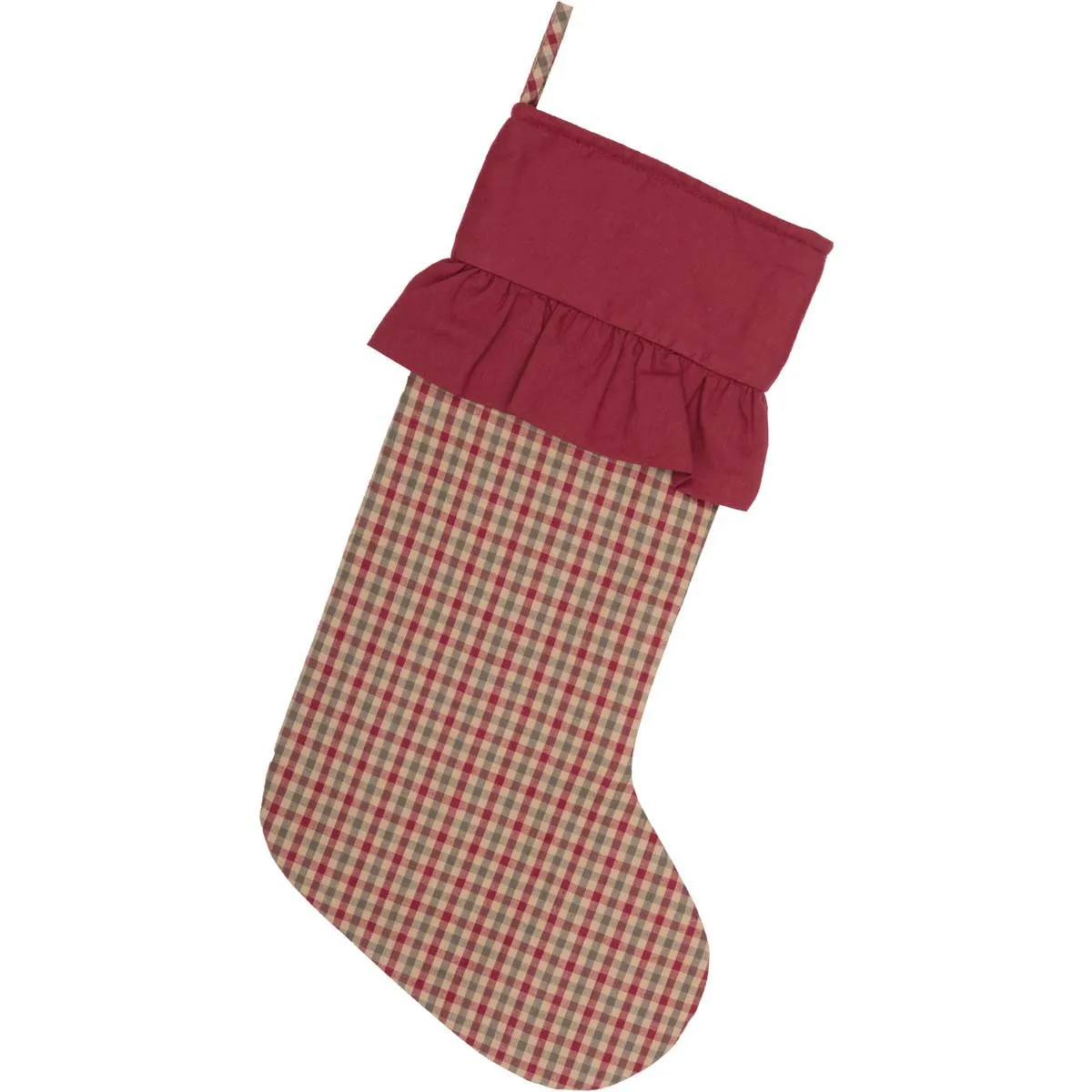 Christmas Stocking 12x20 Jonathan Plaid Tan Red Green Holiday Decor VHC Brands