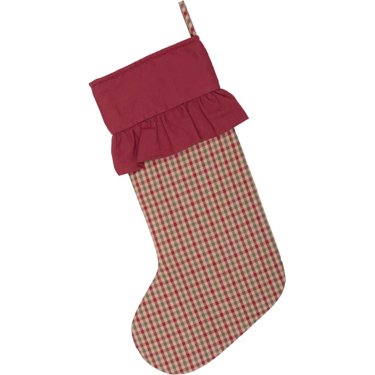 Christmas Stocking 12x20 Jonathan Plaid Tan Red Green Holiday Decor VHC Brands