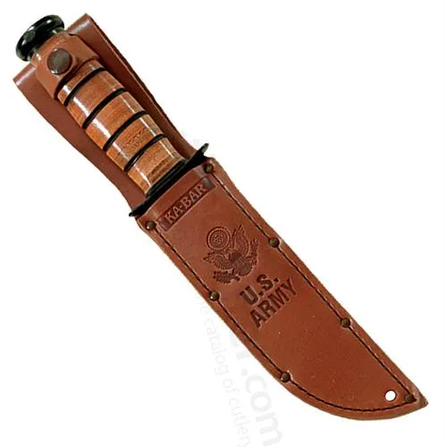 Commemorative Fighting Knife - 120th Anniversary US Army 7" Plain Blade, Leather Handles and Sheath