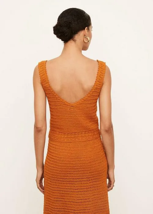 Crochet Square Neck Camisole in Burnt Orange