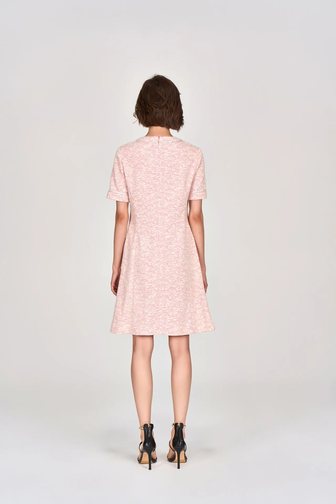 Digitized Pink Tweed Dress