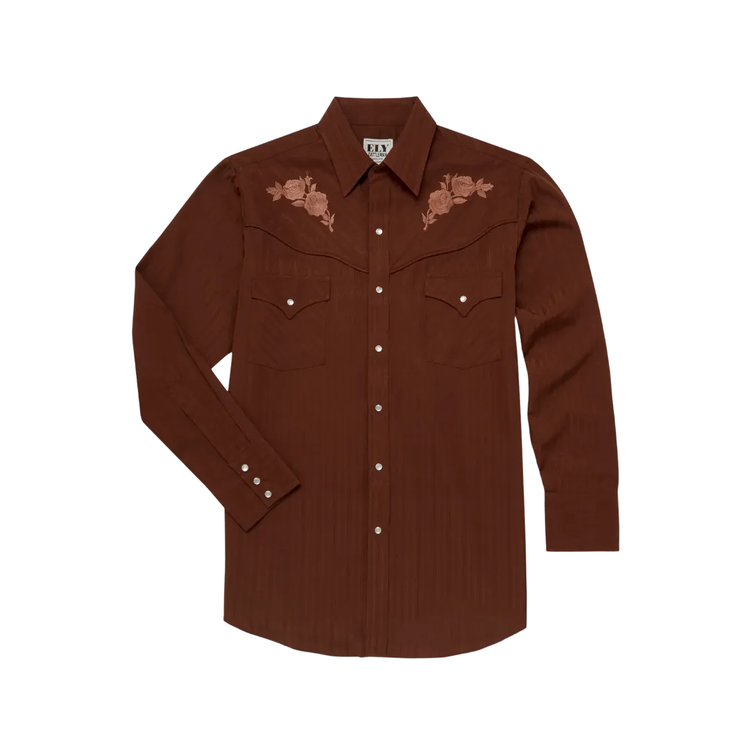 Ely & Walker Men's Long Sleeve Western Snap Brown Shirt