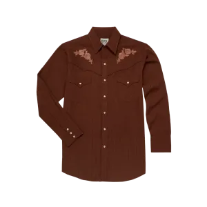 Ely & Walker Men's Long Sleeve Western Snap Brown Shirt