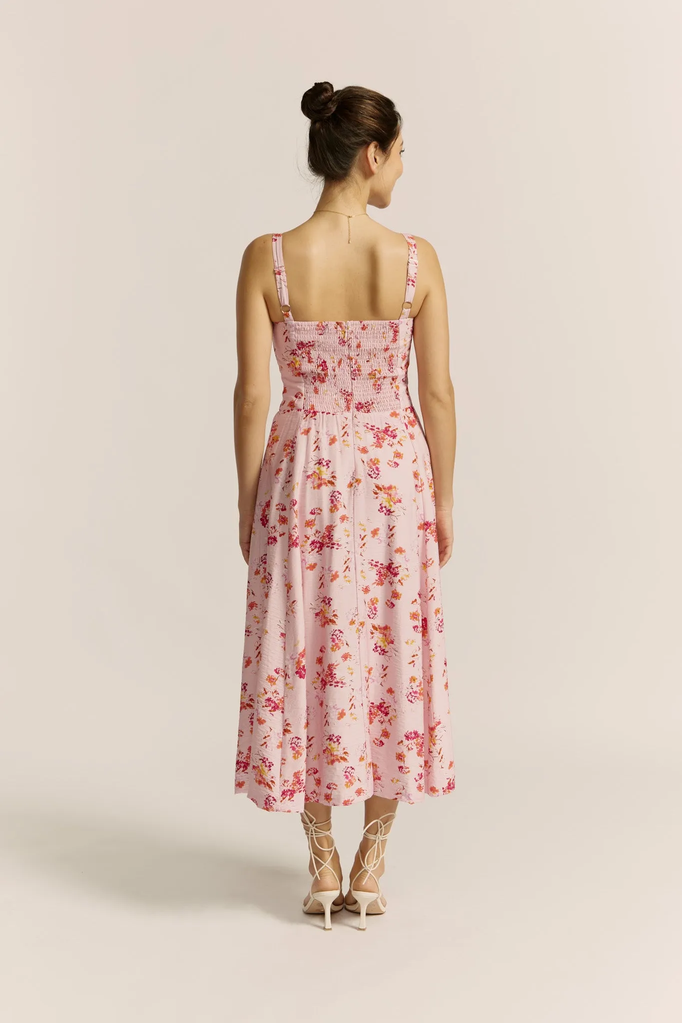 Emery Pink Floral Midi Dress