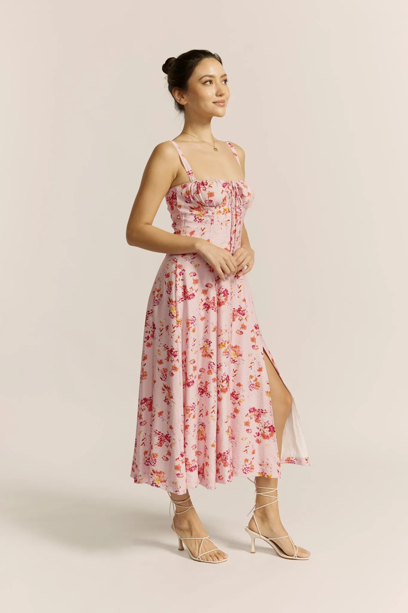 Emery Pink Floral Midi Dress