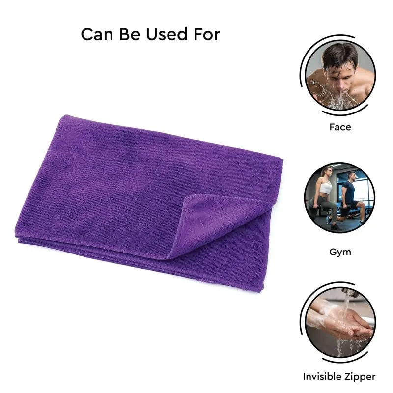 Encasa Microfiber Towels (60x40 cm) for car and Kitchen Cleaning, Perfect for Travel, Beach Trips, Backpacking, Camping and Gym use - Fast Drying - 3-Pack - Purple