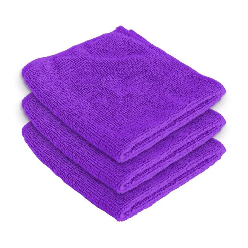 Encasa Microfiber Towels (60x40 cm) for car and Kitchen Cleaning, Perfect for Travel, Beach Trips, Backpacking, Camping and Gym use - Fast Drying - 3-Pack - Purple