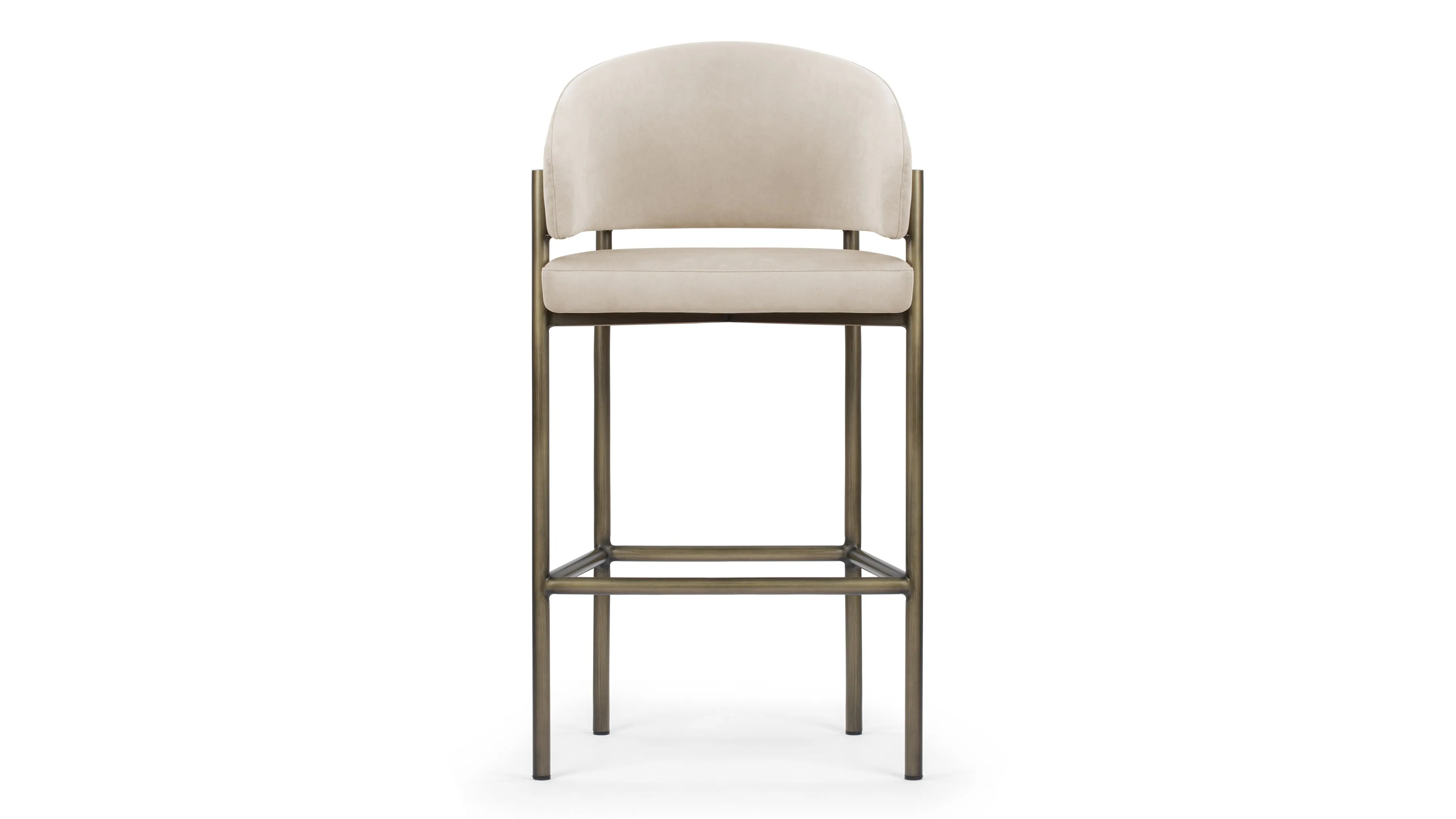 Esme - Esme Counter Stool, Latte Vegan Suede and Brushed Brass