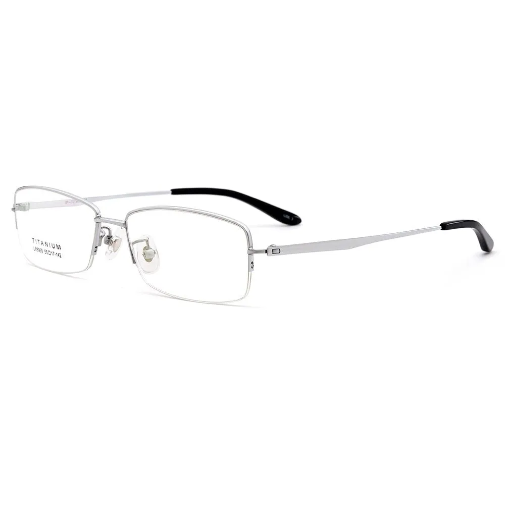 Gmei Men's Eyeglasses Ultralight 100% Pure Titanium Half Rim Lr8969