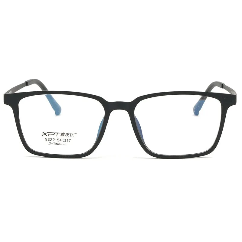 Gmei Men's Full Rim Large Square Tr 90 Titanium Eyeglasses 9822