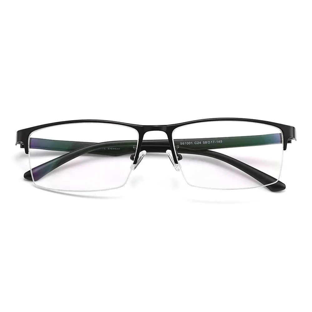 Gmei Men's Semi Rim Square Tr 90 Alloy Eyeglasses S61001