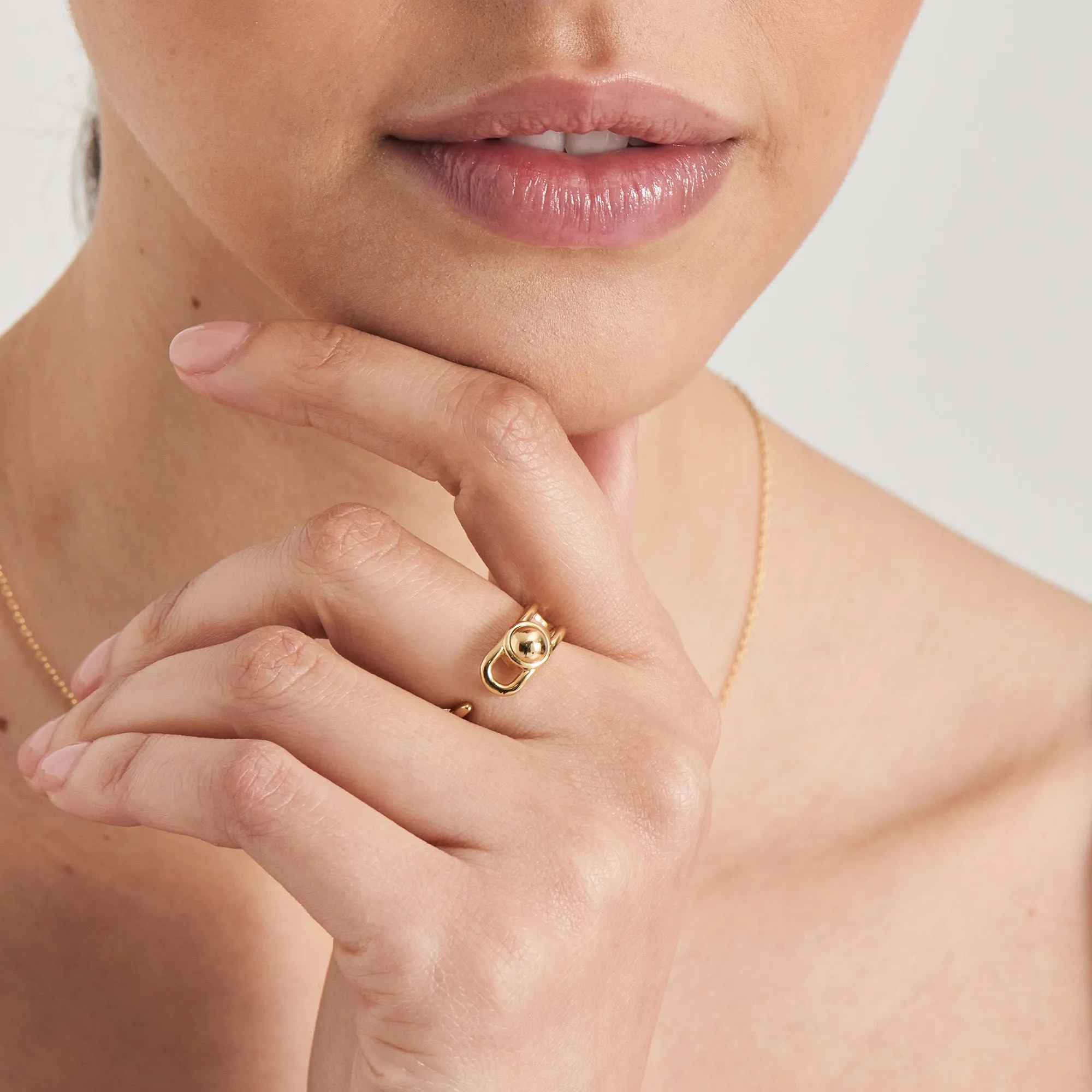 Gold Orb Claw Adjustable Ring