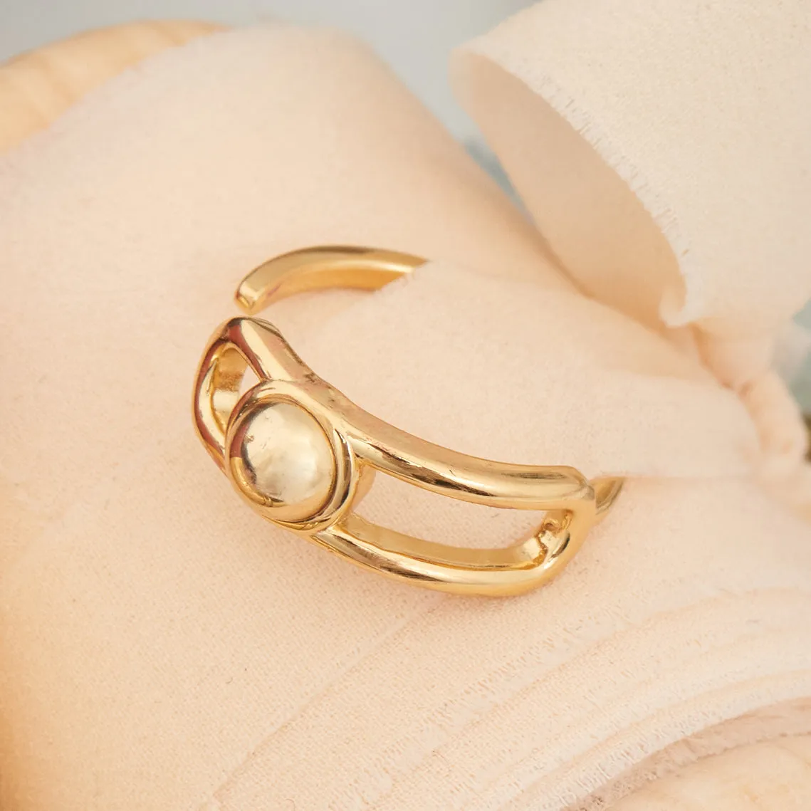 Gold Orb Claw Adjustable Ring