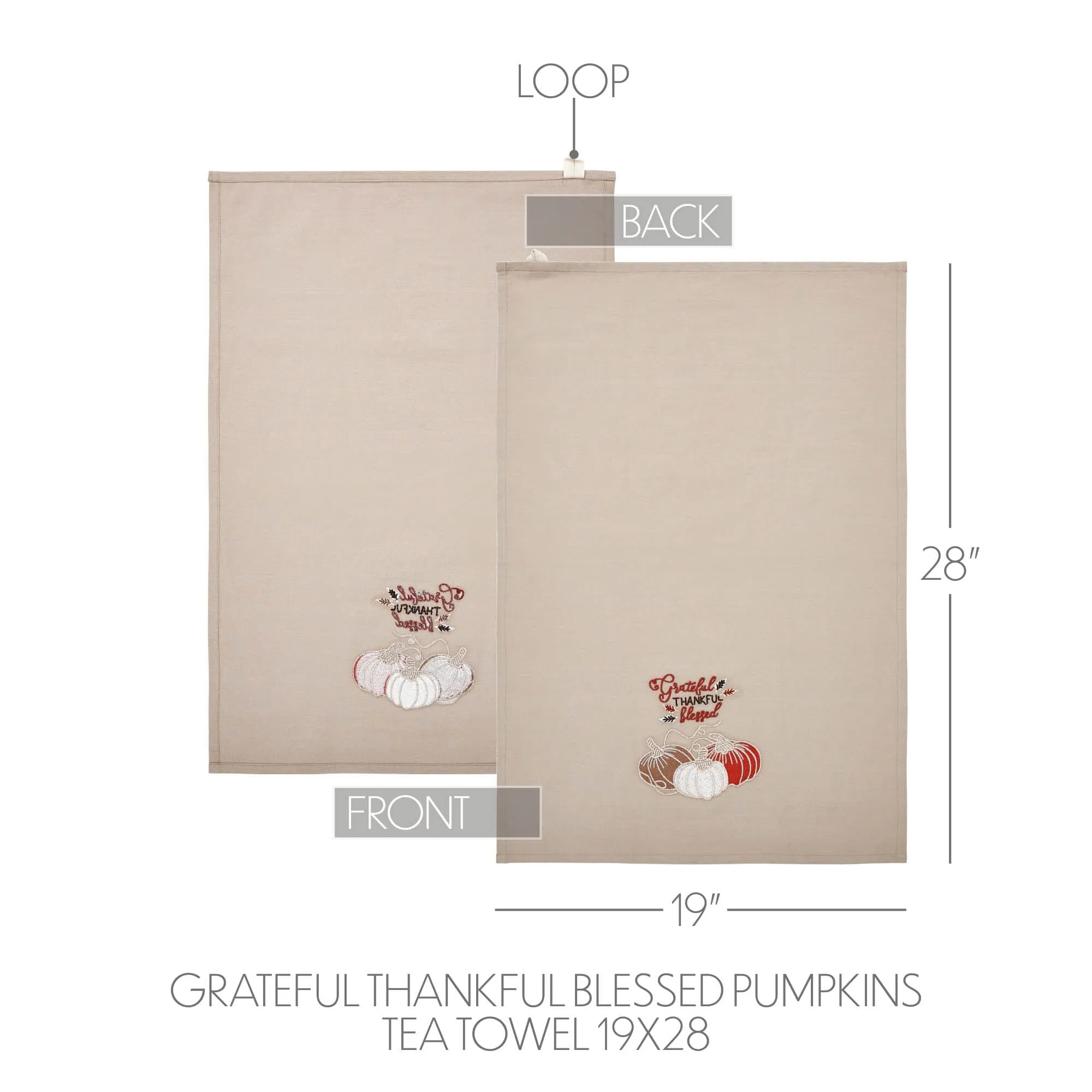 Grateful Thankful Blessed Pumpkins Tea Towel