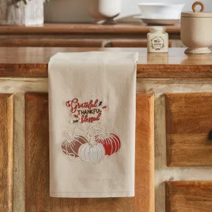 Grateful Thankful Blessed Pumpkins Tea Towel