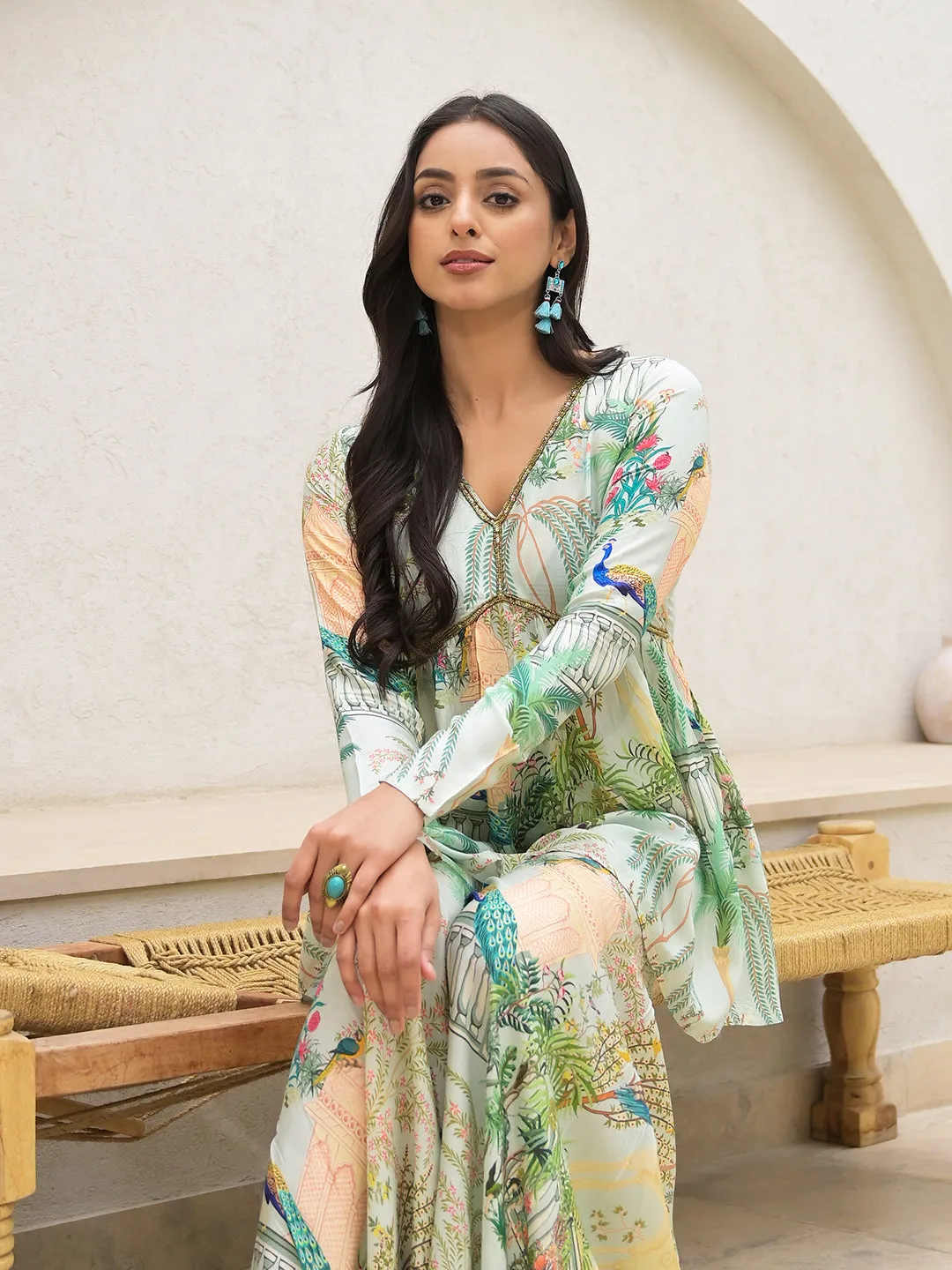 Green Digital Printed Muslin Co-Ord Set