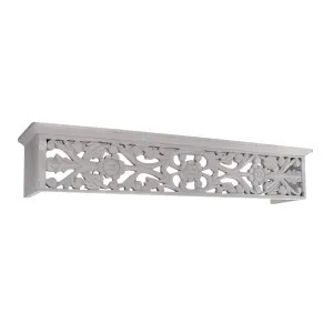 Hand-Carved Medallion Floating Wall Shelf - Grey (24”)