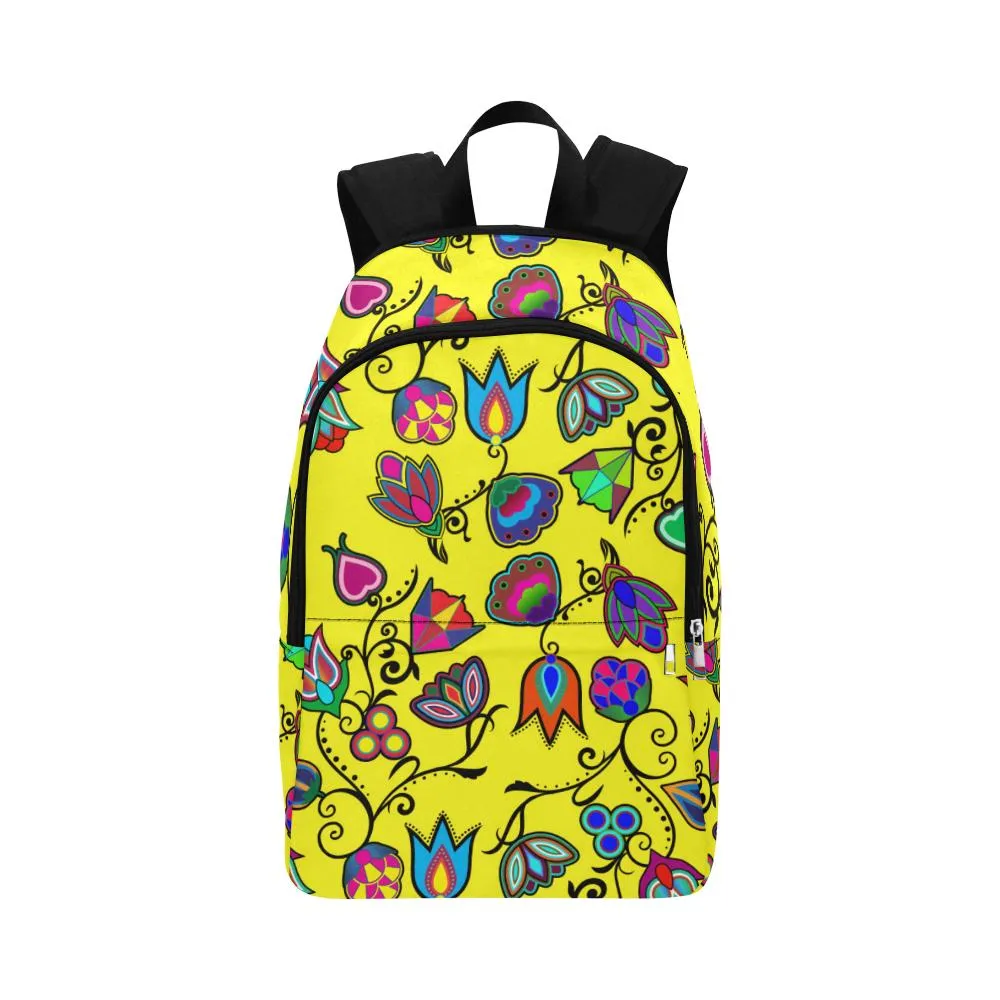 Indigenous Paisley Yellow Fabric Backpack for Adult