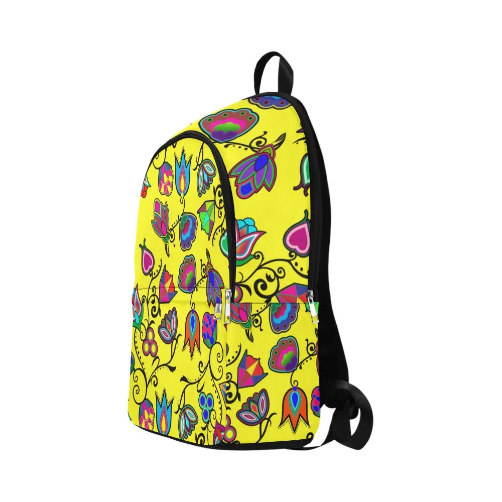 Indigenous Paisley Yellow Fabric Backpack for Adult