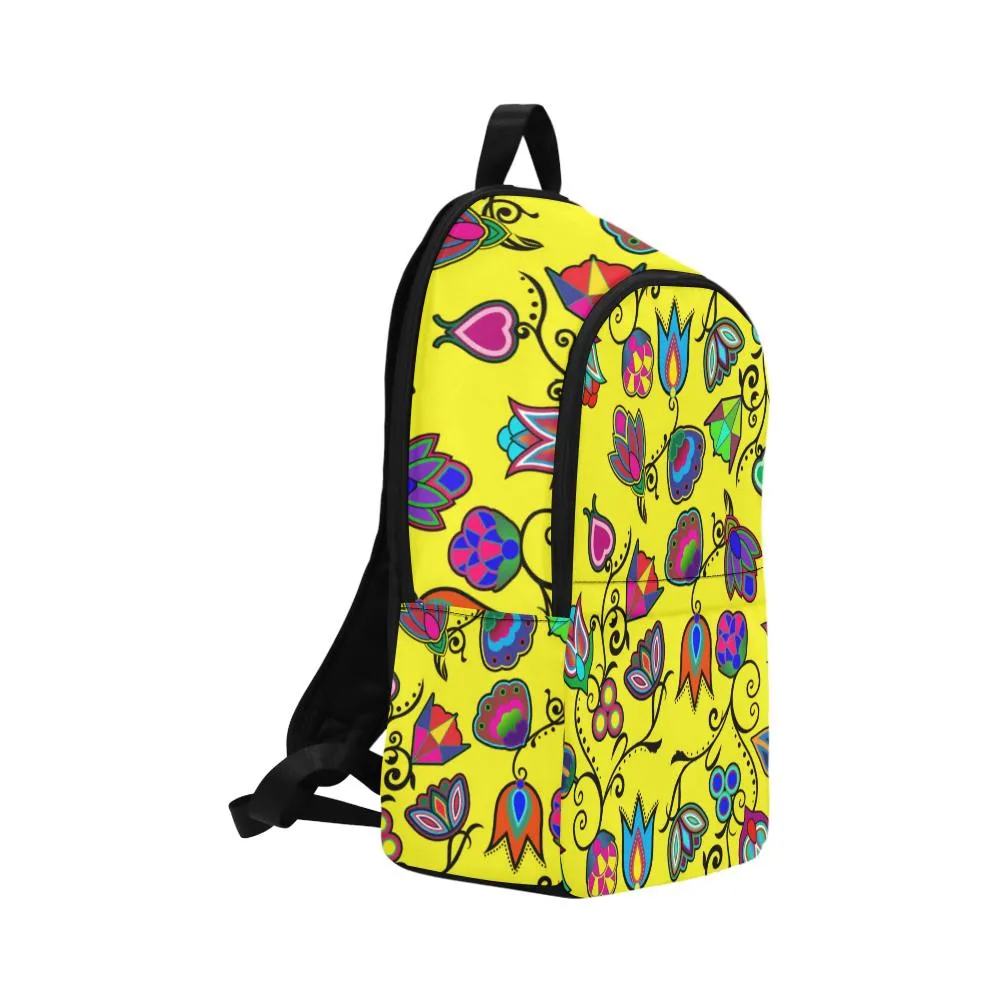 Indigenous Paisley Yellow Fabric Backpack for Adult