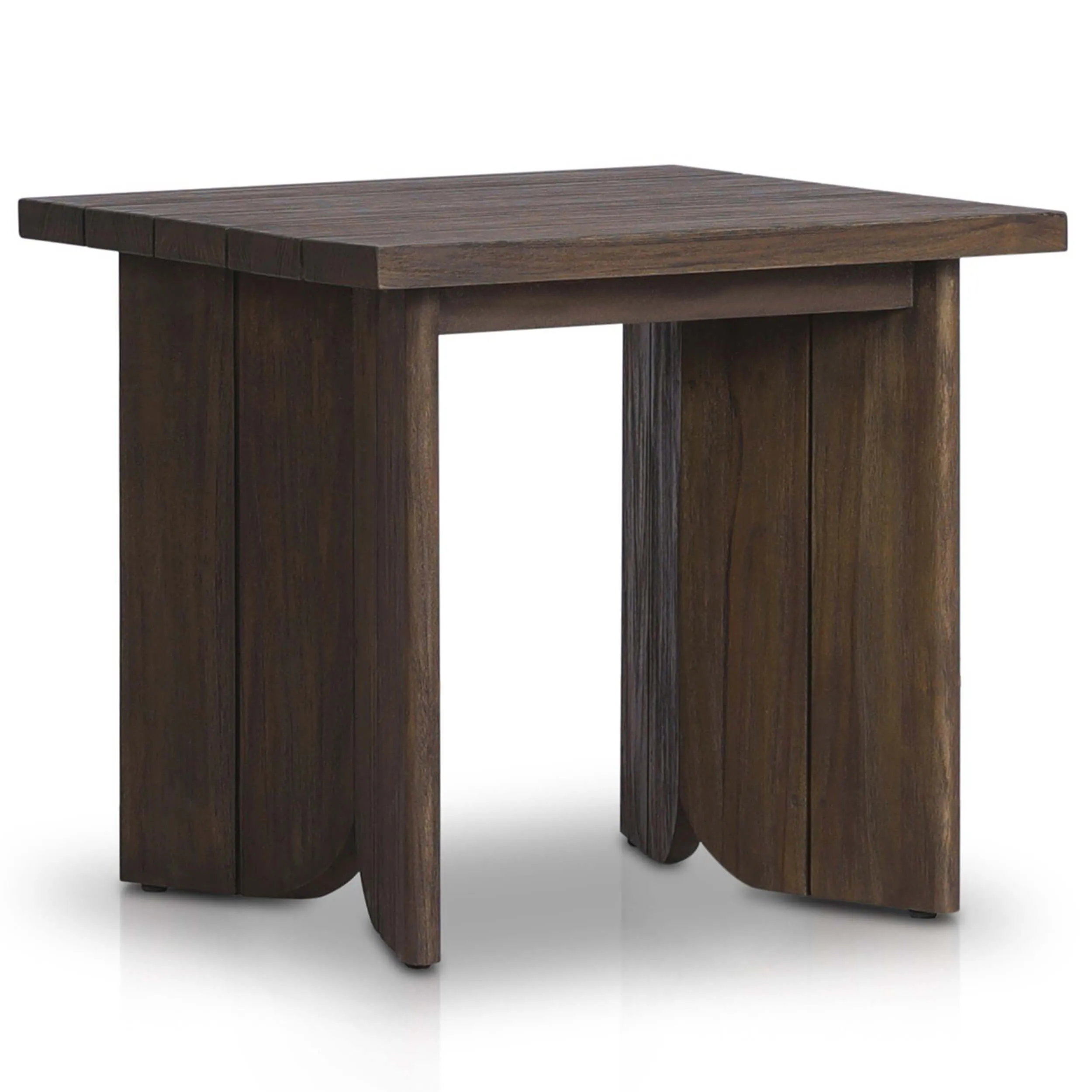 Joette Outdoor End Table, Stained Saddle Brown