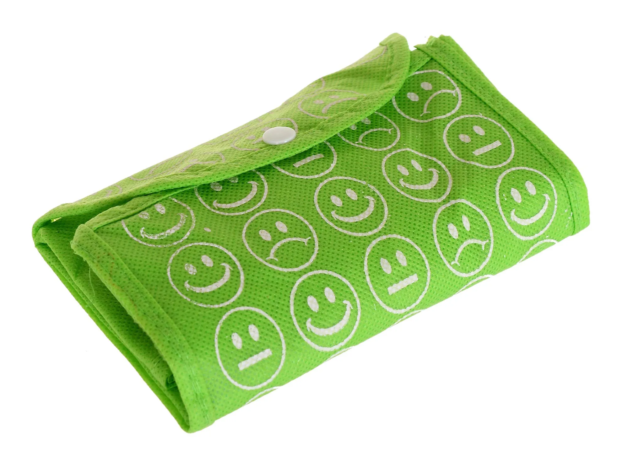 Kuber Industries Foldable Reusable Smiley Printed Shopping Bag with One Small Pocket (Set of 5,Orange & Green & Pink & Yellow & Blue) (HS_36_KUBMART018842)