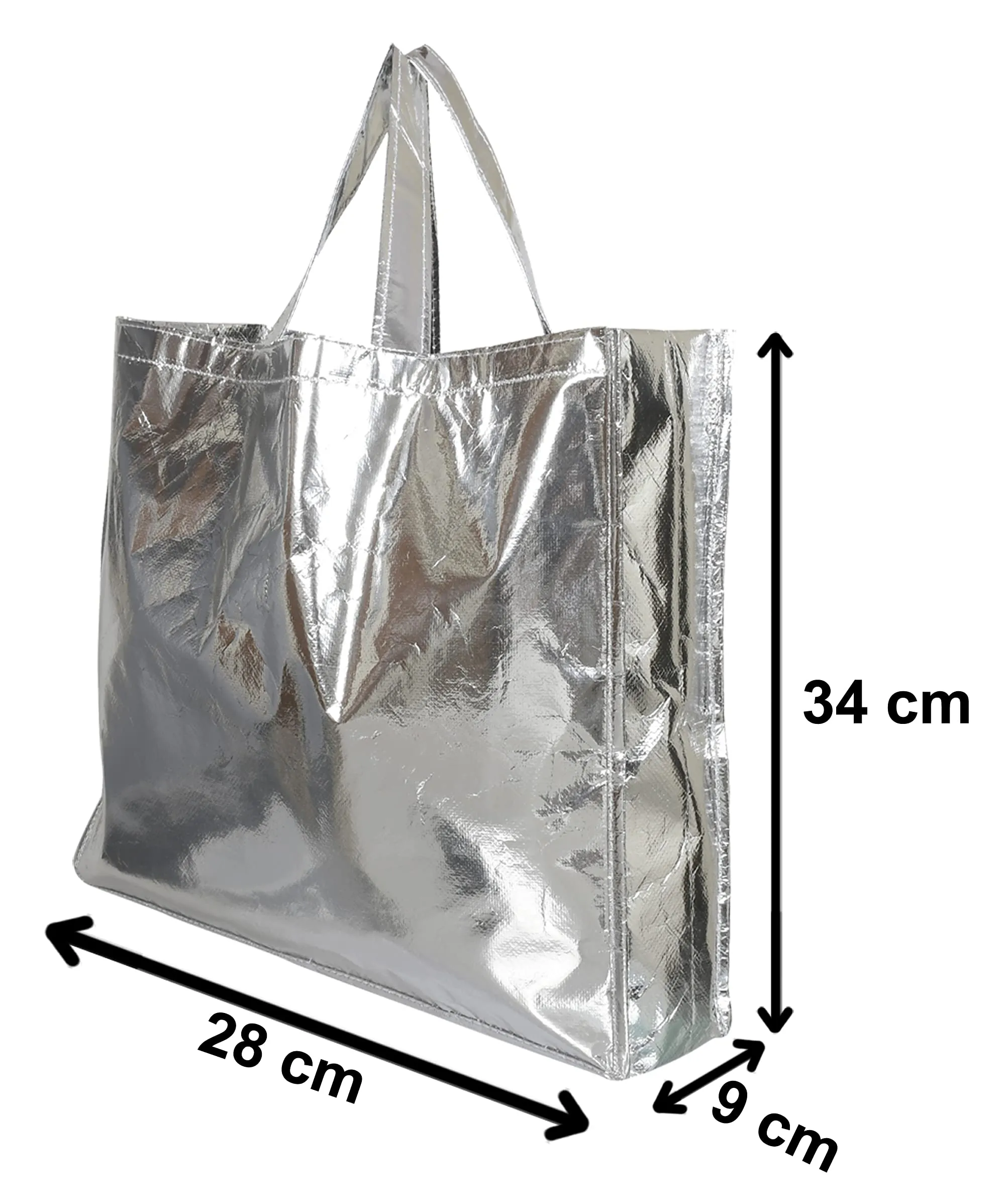 Kuber Industries Reusable Small & Large Size Grocery Bag Shopping Bag with Handle, Non-Woven Gift Bag Goodies Bag Silver Tote Bag-Pack of 24 (Silver) (HS_36_KUBMART018925)