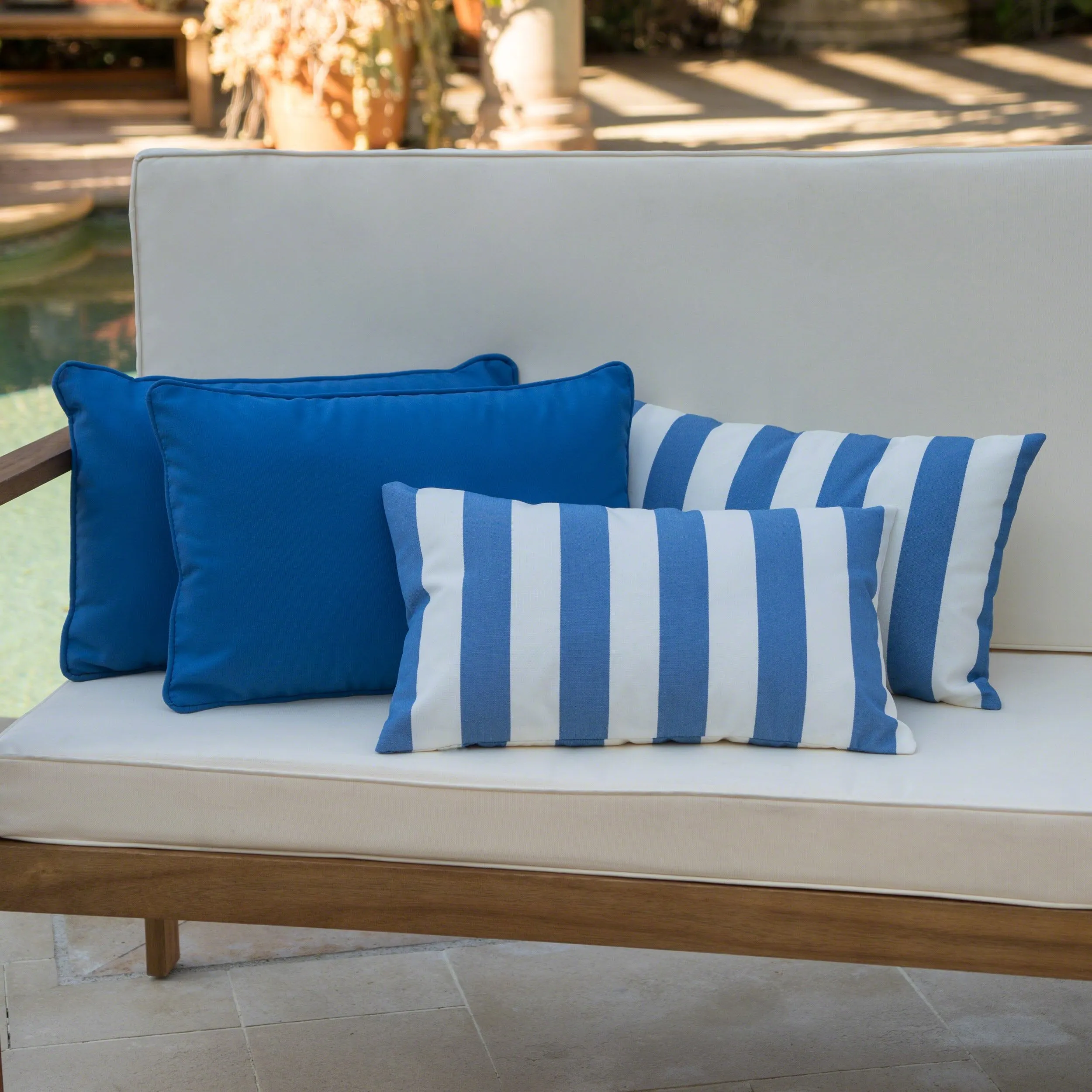 La Jolla Outdoor Water Resistant Rectangular Throw Pillows - Set of 4