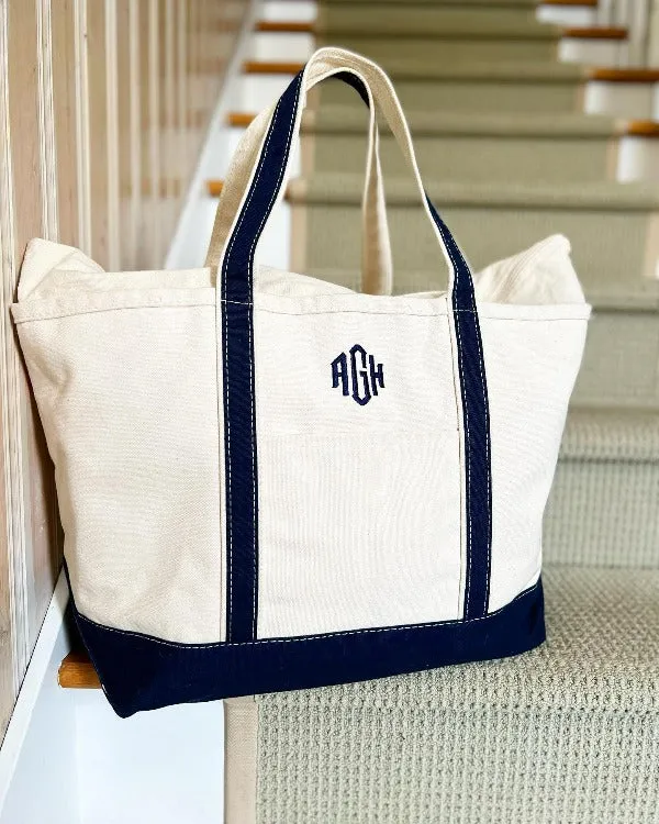 Large Monogram Classic Zip-Top Canvas Tote (5 color options)