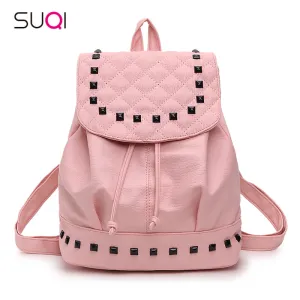 Leather Rivets Drawstring Bag